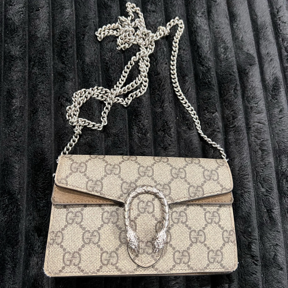 Dionysus mini bag Gucci Beige Patterned Bag with Silver Chain